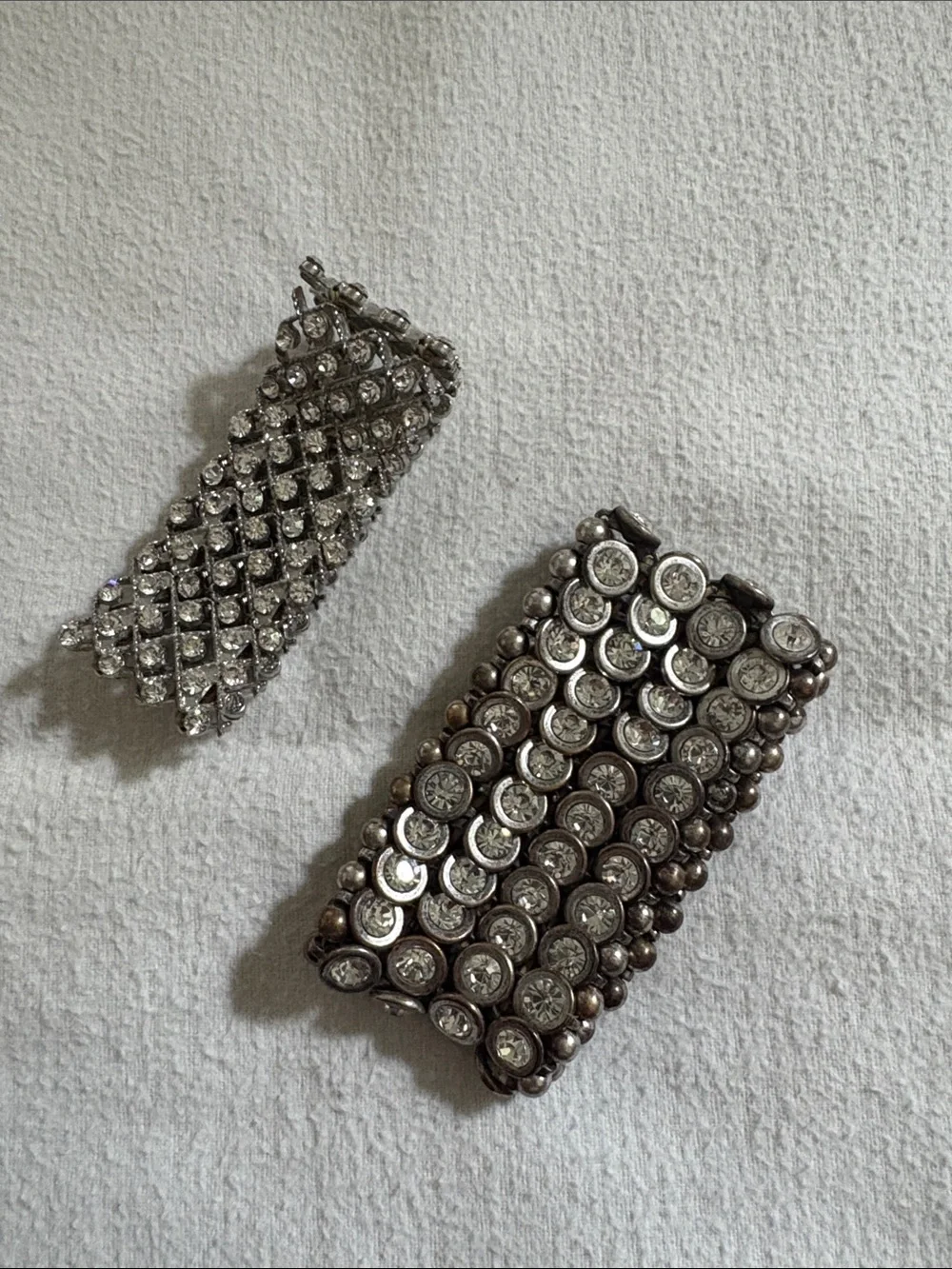 Rhinestone and Silver-Tone Stretch Bracelet Set